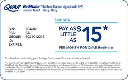 QVAR RediHaler® cost savings card.